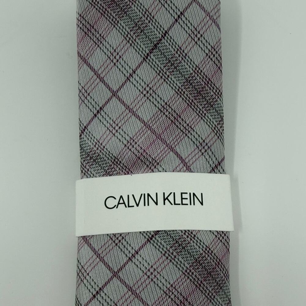 Calvin Klein Plaid Tie - Silver/Pink - New with tags